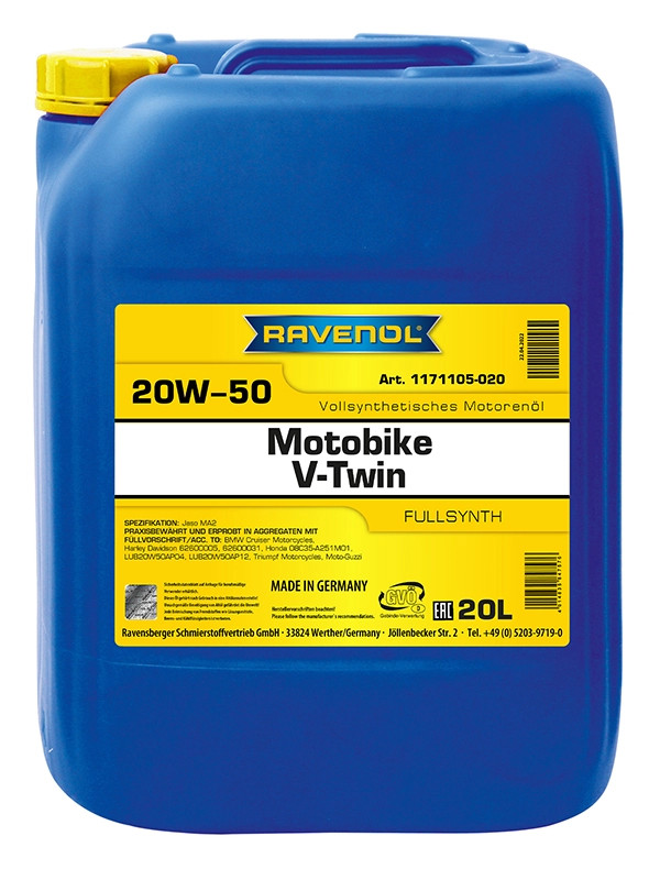 RAVENOL Motobike V-Twin SAE 20W-50 Fullsynth. 20 L