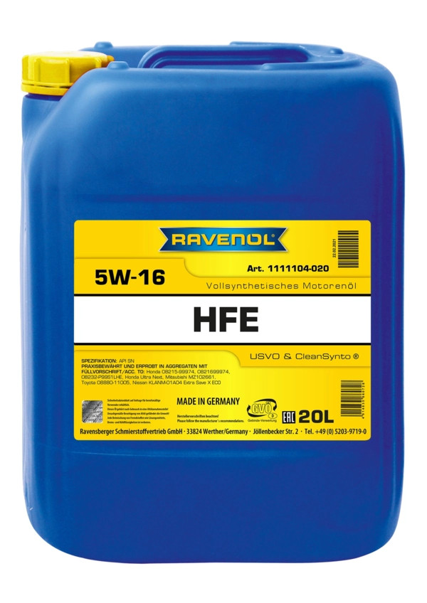 RAVENOL High Fuel Economy HFE SAE 5W-16 20 L