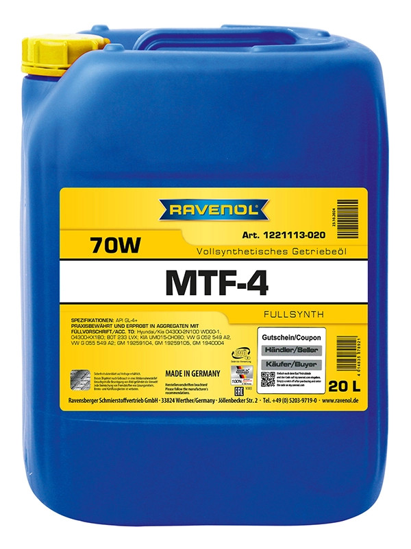 RAVENOL MTF-4 SAE 70W 20 L