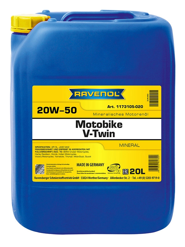RAVENOL Motobike V-Twin SAE 20W-50 Mineral 20 L