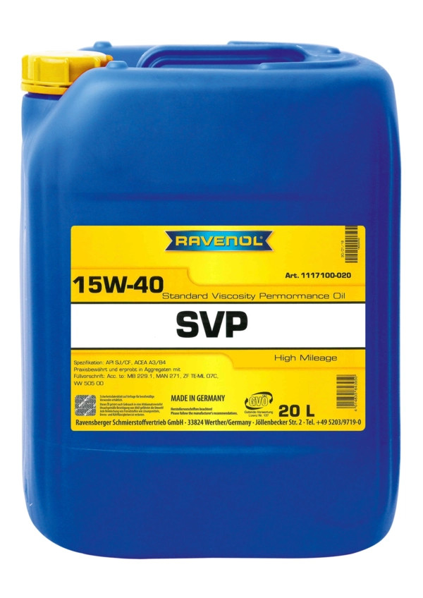 RAVENOL SVP Stand. Viscos. Perform. Oil SAE 15W-40 20 L