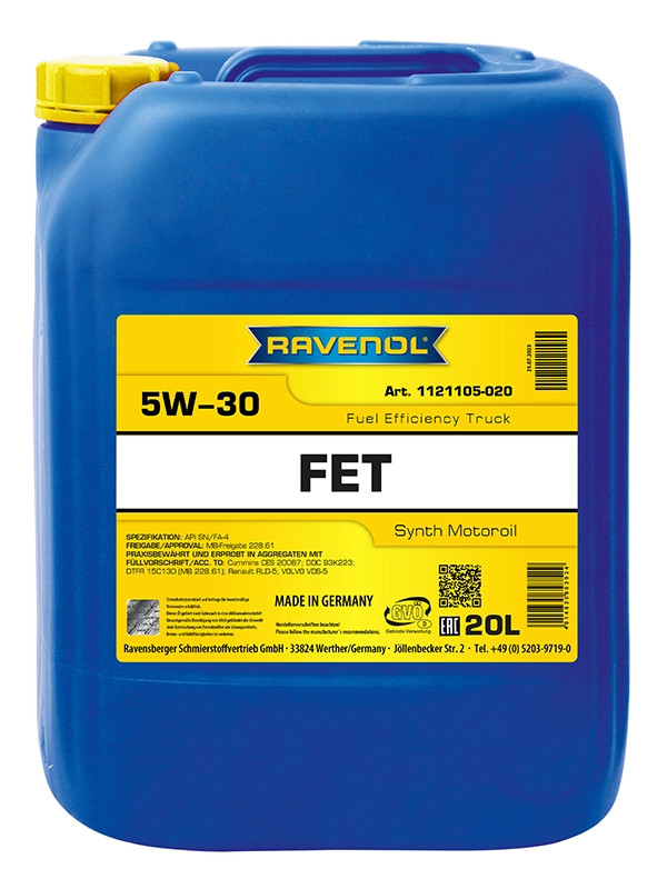RAVENOL FET Fuel Efficiency Truck SAE 5W-30 20 L