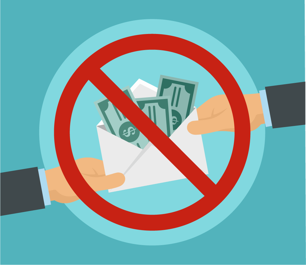 Grafik mit Geldübergabe gegen Korruption