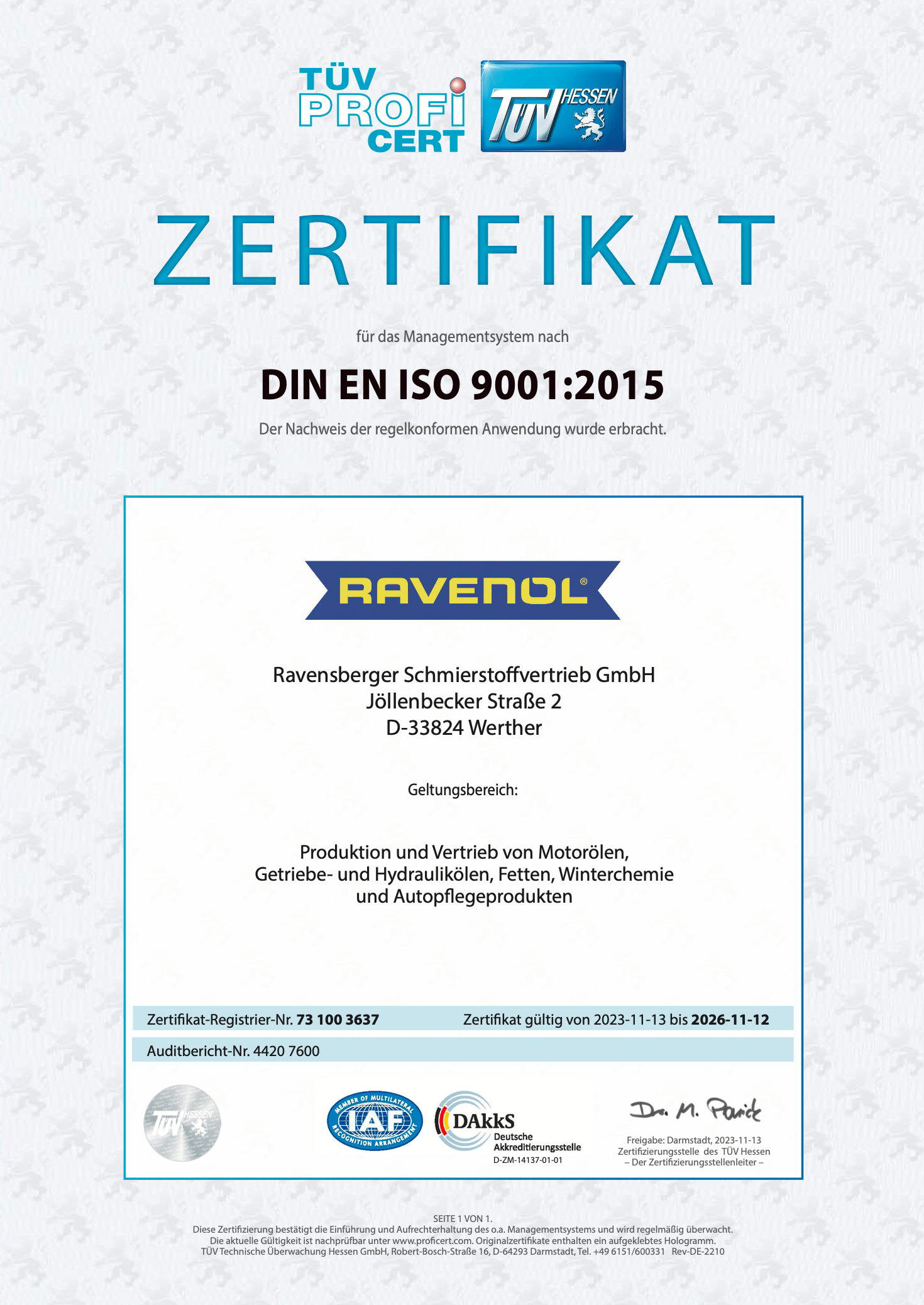 Zertifikat DIN EN ISO 9001