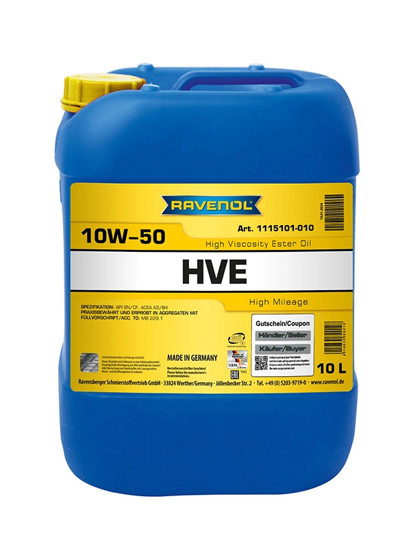 RAVENOL HVE High Viscosity Ester Oil SAE 10W-50 10 L