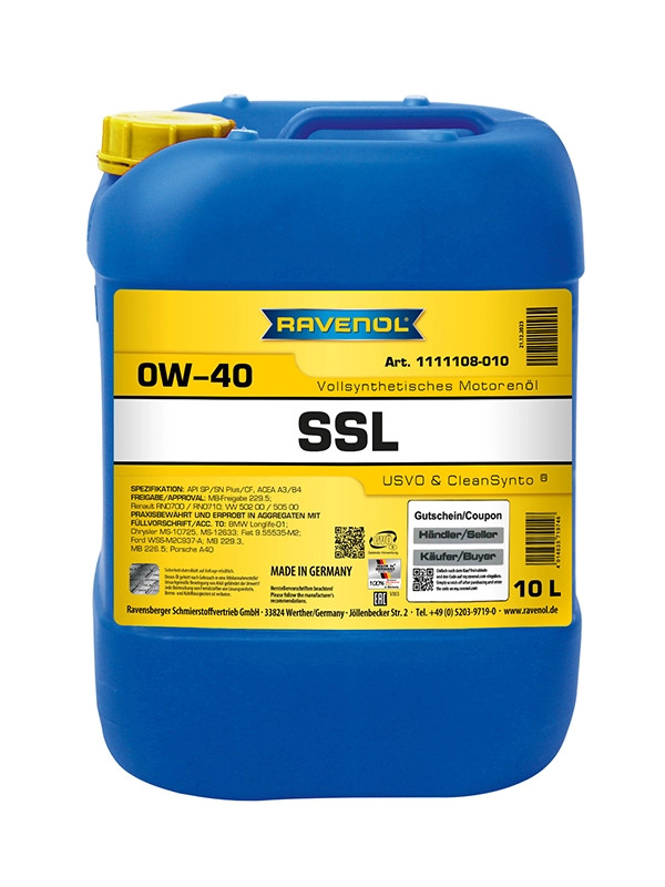 RAVENOL Super Synthetik Öl SSL SAE 0W-40 10 L