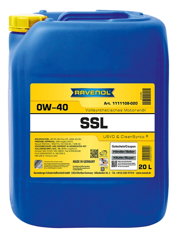 RAVENOL Super Synthetik Öl SSL SAE 0W-40 20 L